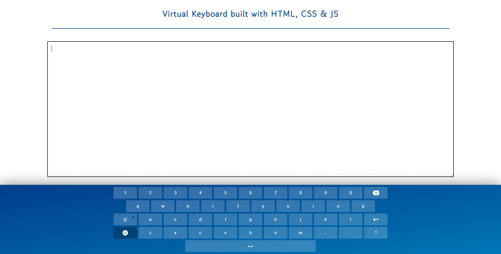 Screenshot of the virtual keyboard